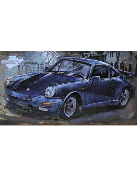 DECO MURALE PORSCHE bleue relief