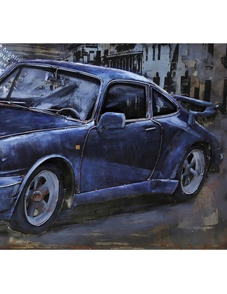 DECO MURALE PORSCHE bleue relief