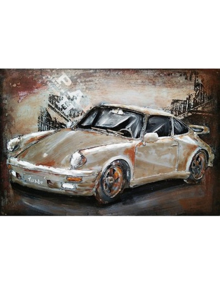 TABLEAU METAL PORSCHE ARGENT relief