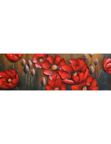 DECO MURALE FLEURS rouges relief