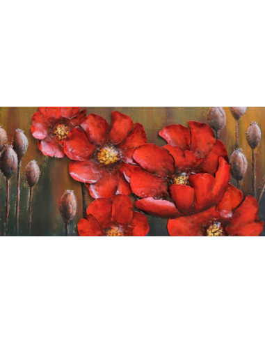 DECO MURALE FLEURS rouges relief