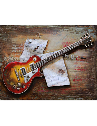 TABLEAU METAL GUITARE relief
