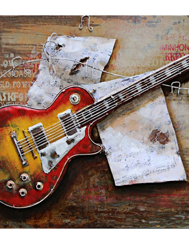 TABLEAU METAL GUITARE relief