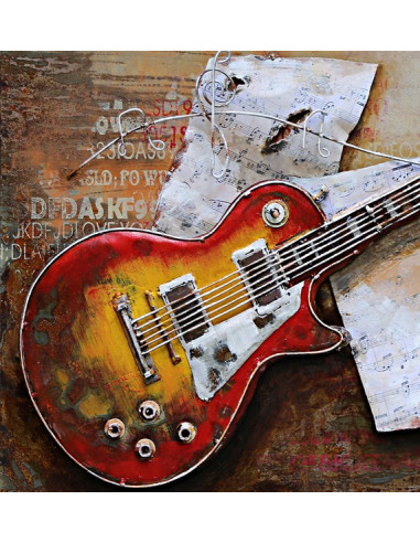 TABLEAU METAL GUITARE relief