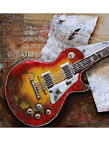 TABLEAU METAL GUITARE relief