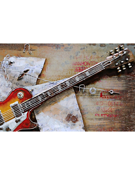 TABLEAU METAL GUITARE relief