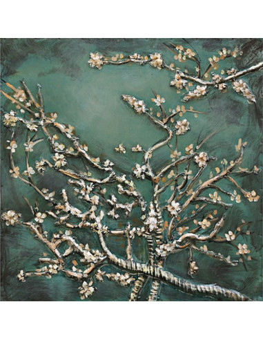 TABLEAU METAL AMANDIER EN FLEUR PM relief