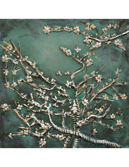 TABLEAU METAL AMANDIER EN FLEUR PM relief