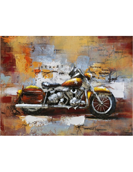 TABLEAU METAL HARLEY ET USA relief