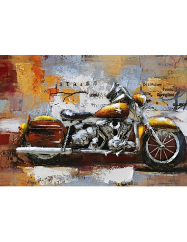 TABLEAU METAL HARLEY ET USA relief