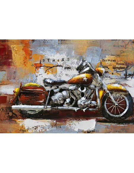 TABLEAU METAL HARLEY ET USA relief