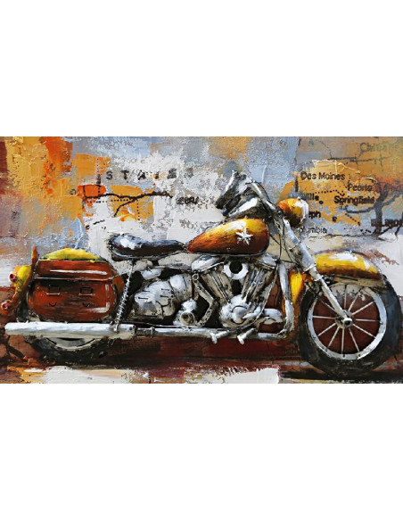 TABLEAU METAL HARLEY ET USA relief