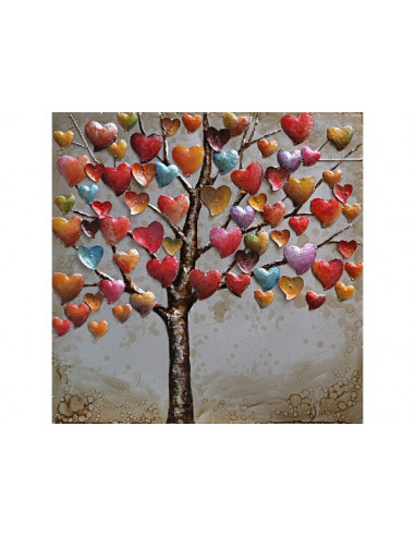 TABLEAU METAL ARBRE COEUR relief