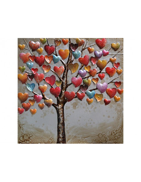 TABLEAU METAL ARBRE COEUR relief
