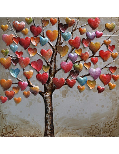 TABLEAU METAL ARBRE COEUR relief