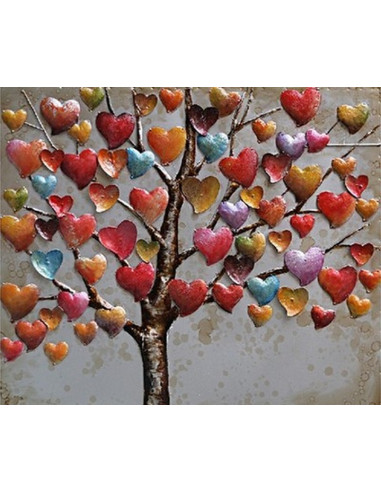 TABLEAU METAL ARBRE COEUR relief