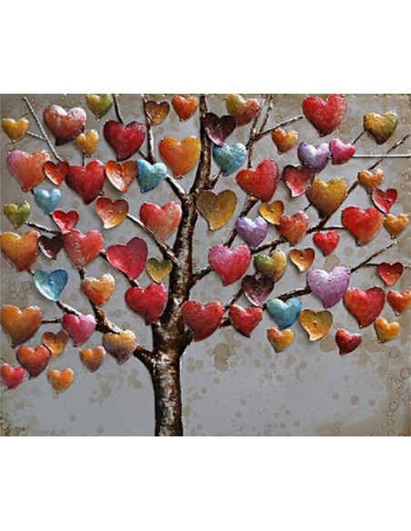 TABLEAU METAL ARBRE COEUR relief