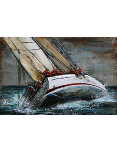 TABLEAU METAL COURSE EN MER relief