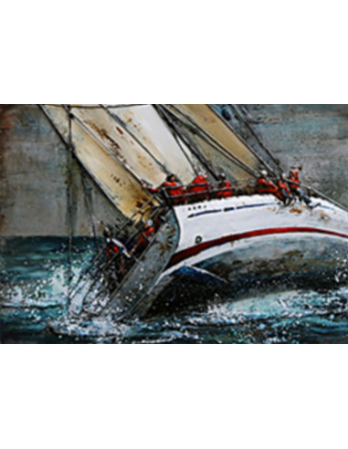 TABLEAU METAL COURSE EN MER relief