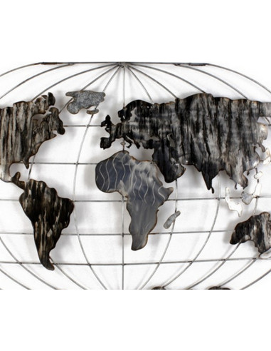 SCULPTURE MURALE GLOBE métal