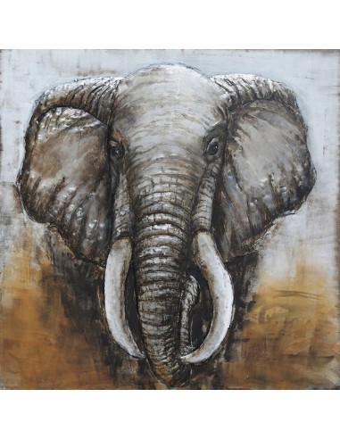 TABLEAU METAL - PACHYDERME relief