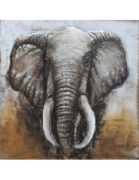 TABLEAU METAL - PACHYDERME relief