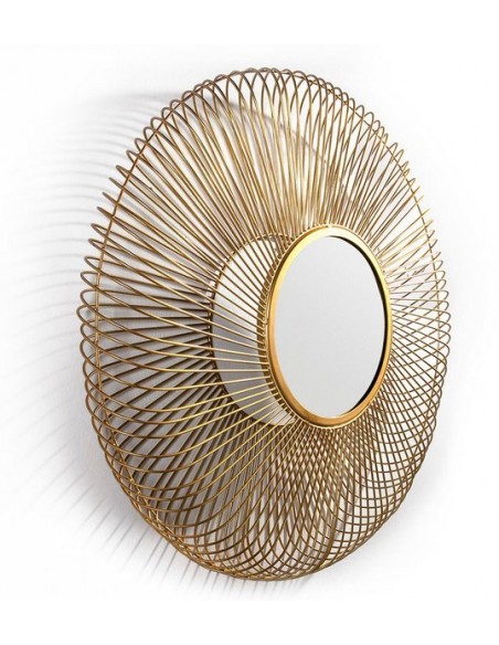 MIROIR MÉTAL ROSACE DORÉE - 79 CM / 112 CM
