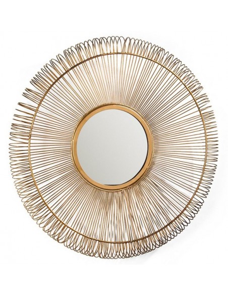 MIROIR ROND MÉTAL DORÉ - 76 CM