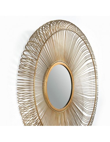 MIROIR ROND MÉTAL DORÉ - 76 CM
