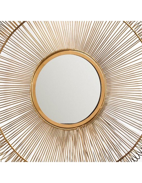 MIROIR ROND MÉTAL DORÉ - 76 CM