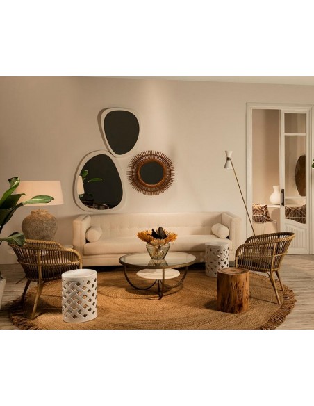 MIROIR BOIS D'ORME BLANC - 81 X 62 CM