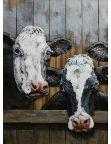 TABLEAU MÉTAL 4 VACHES relief