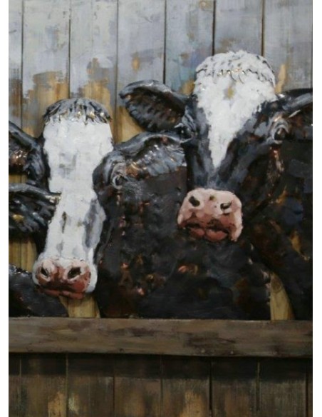 TABLEAU MÉTAL 4 VACHES relief