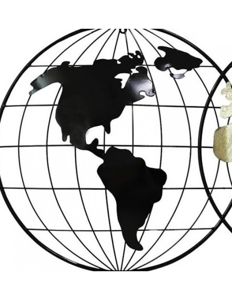 DECORATION MURALE MAPPEMONDE BLACK AND GOLD