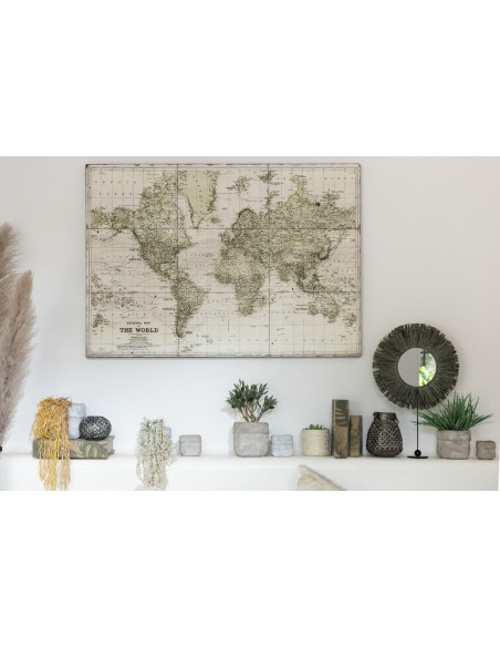 DECORATION MURALE - PLANISPHERE ANCIEN - Kaki/beige
