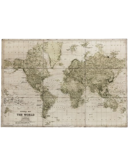 DECORATION MURALE - PLANISPHERE ANCIEN - Kaki/beige