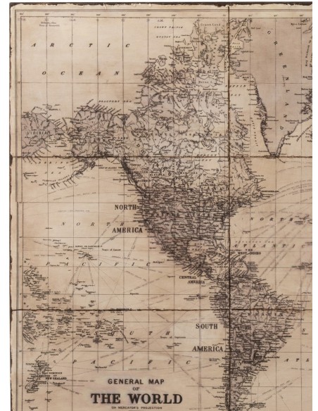 DECORATION MURALE - PLANISPHERE ANCIEN - Gris/beige