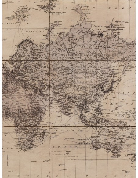 DECORATION MURALE - PLANISPHERE ANCIEN - Gris/beige