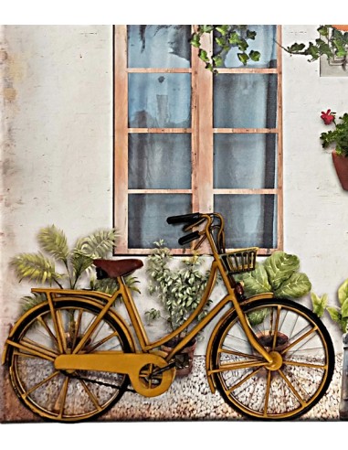 Tableau en toile imprimée et vélo en métal relief