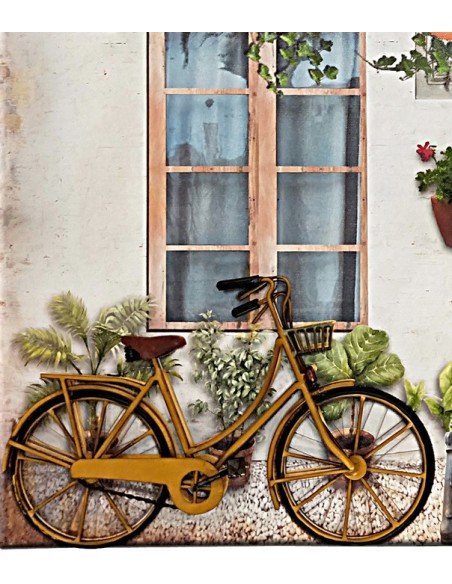 Tableau en toile imprimée et vélo en métal relief