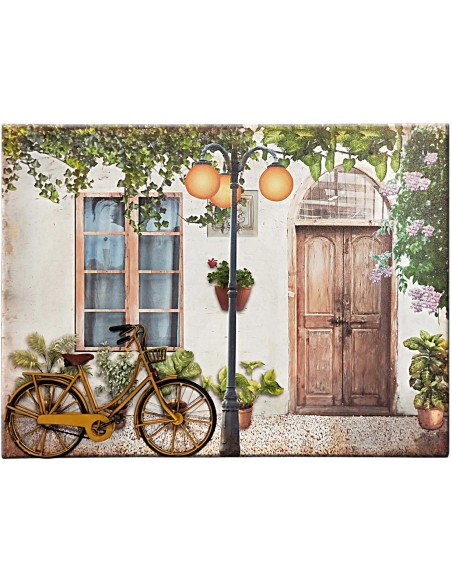 Tableau en toile imprimée et vélo en métal relief