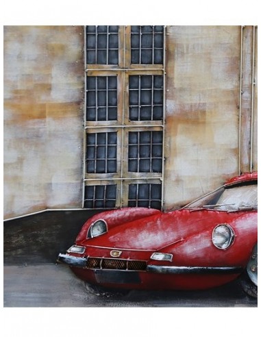 Tableau métal - Porsche rouge relief