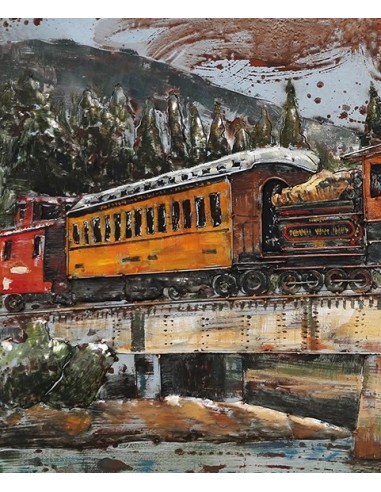 Tableau métal - Train à vapeur relief