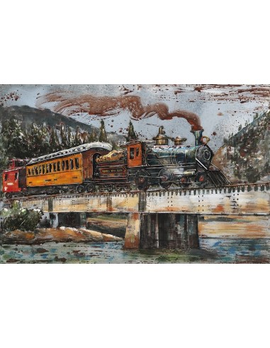 Tableau métal - Train à vapeur relief