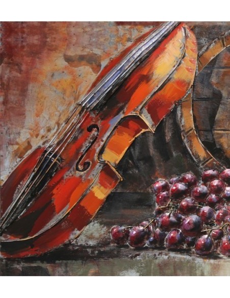Tableau métal - Vin et violon relief