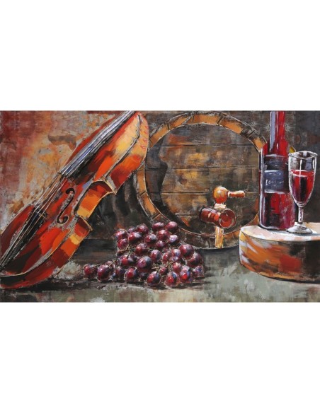 Tableau métal - Vin et violon relief
