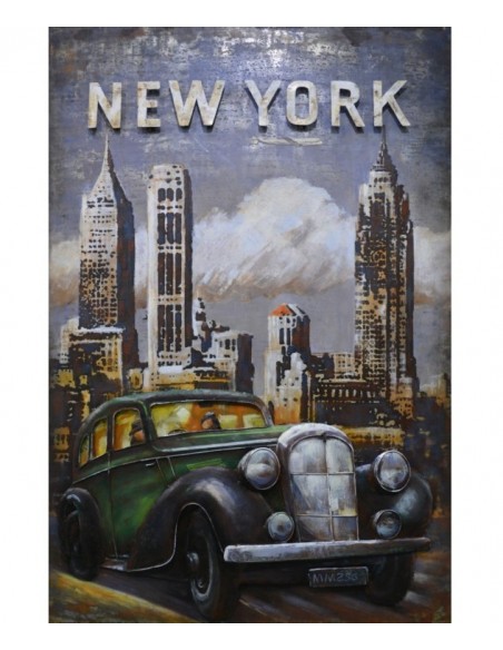 Tableau métal - New York en voiture relief