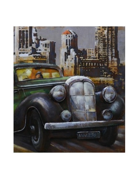 Tableau métal - New York en voiture relief