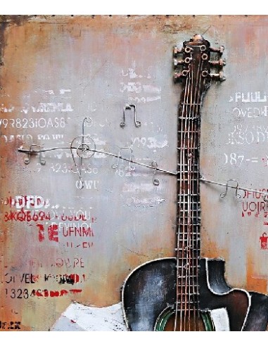 Tableau métal relief - Guitare noire