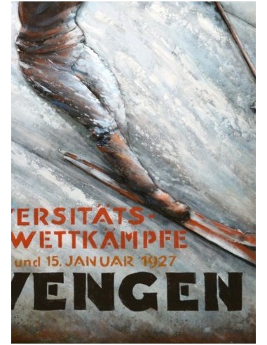 Tableau métal relief - Compétition de ski 1927